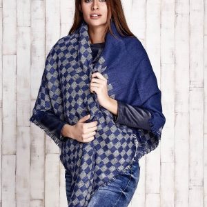 Wholesale Navy blue woolen sling in squares