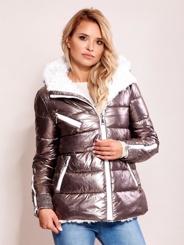 Wholesale Silver Metallic Quilted Jacket