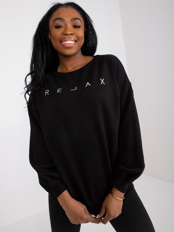 Wholesale Black sweatshirt with embroidery Damiette