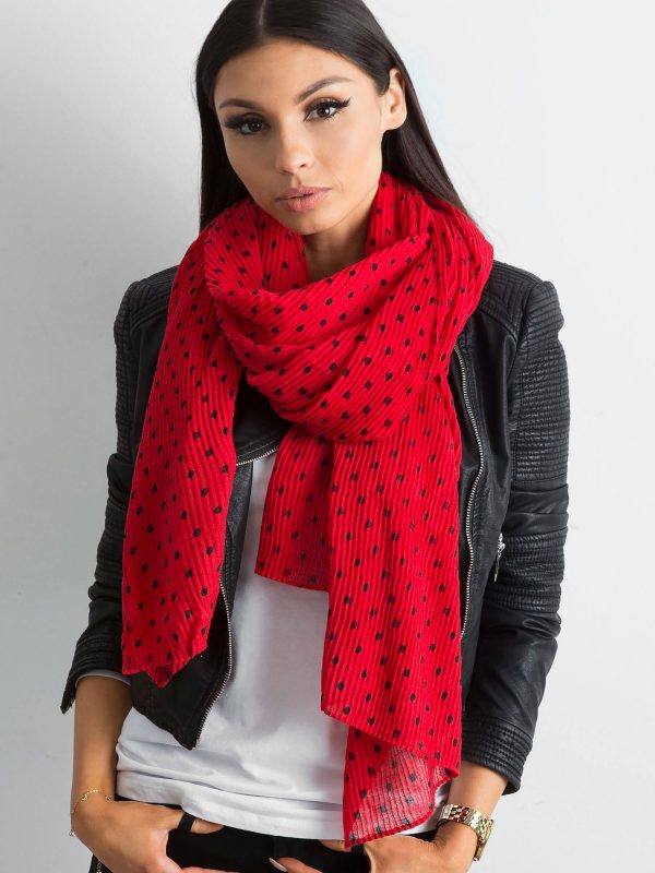 Wholesale Red pleated polka dot scarf