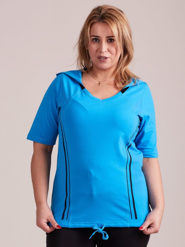 Wholesale Turquoise T-shirt with hood