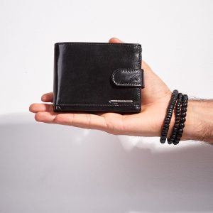 Wholesale Men's leather wallet with clasp black