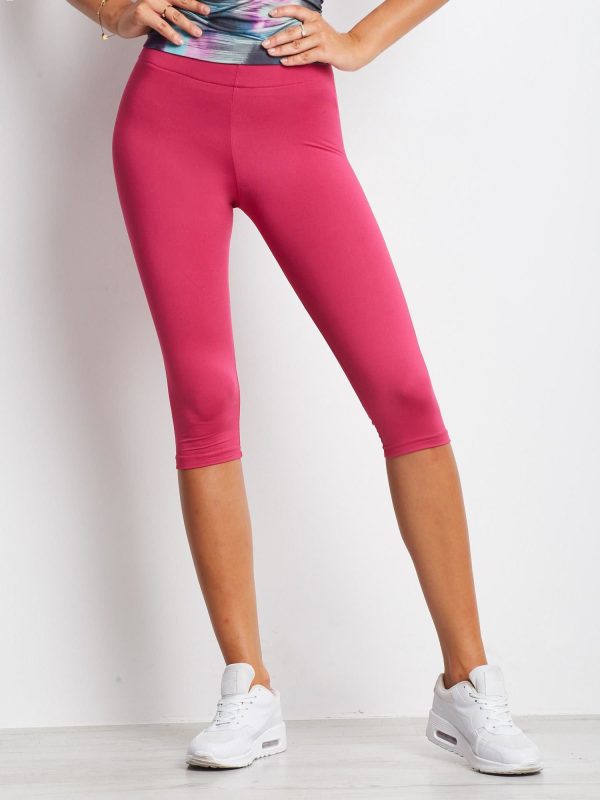 Wholesale Short lightly insulated dark fuchsia fitness leggings