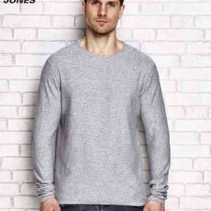 Wholesale Grey men's sweater with melange pattern