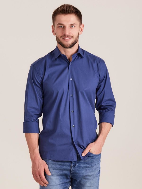 Wholesale Men's dark blue regular shirt