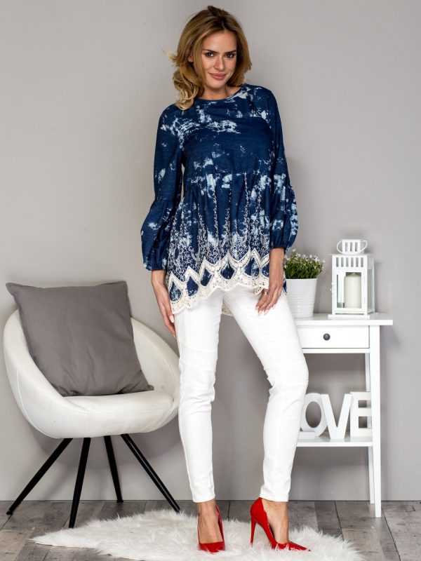 Wholesale Navy blue tunic with lace