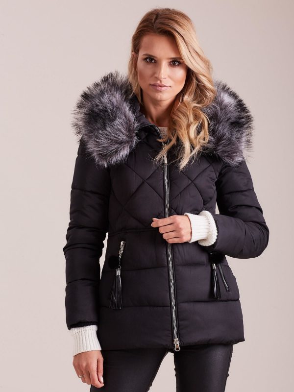 Wholesale Black winter jacket with fur