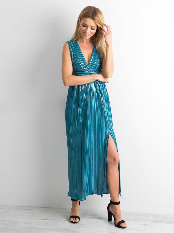 Wholesale Sea Pleated Maxi Dress