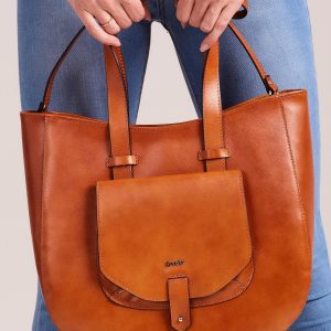 Wholesale Camel leather bag with detachable strap