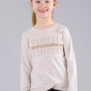 Wholesale Beige girl blouse with convex inscription