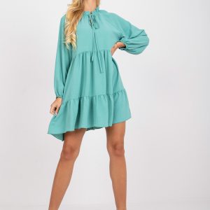 Wholesale Mint Oversize Mini Dress with Ruffle