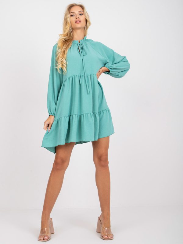 Wholesale Mint Oversize Mini Dress with Ruffle