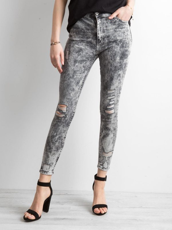 Wholesale Grey jeans with a wash effect