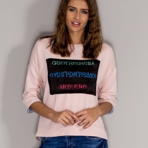 Wholesale Light pink sweatshirt with convex insert