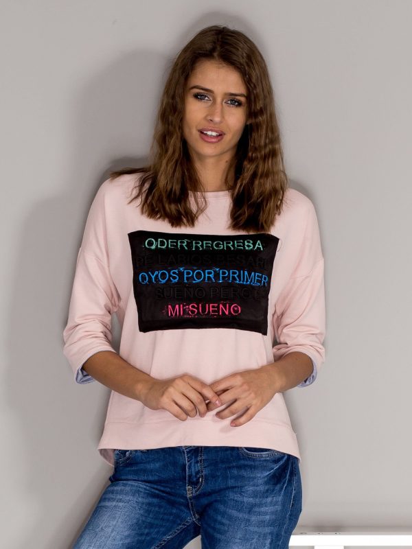 Wholesale Light pink sweatshirt with convex insert