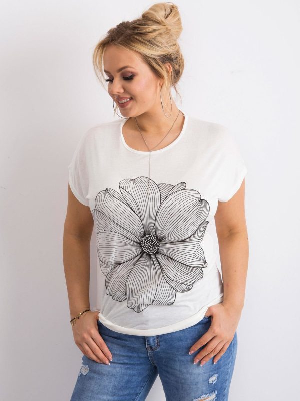 Wholesale Ecru t-shirt with print plus size