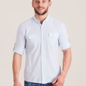 Wholesale Light Blue Cotton Men's Shirt