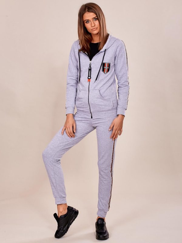 Wholesale Grey sweatshirt set with stripes