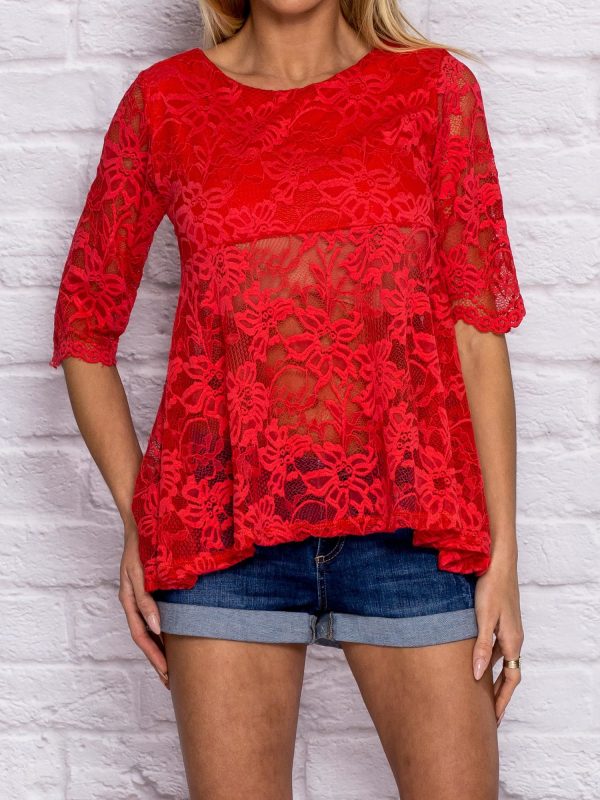 Wholesale Coral lace blouse with basque