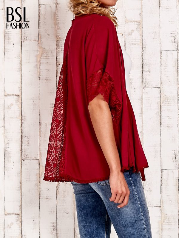 Wholesale Burgundy kimono with openwork back