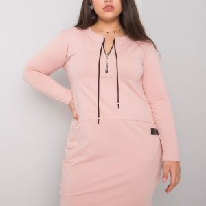 Wholesale Dirty pink plus size dress with pockets Alessia