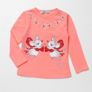 Wholesale Peach blouse for girl with applique