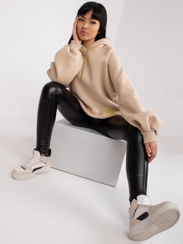 Wholesale Beige sweatshirt for women oversize with hood Diego