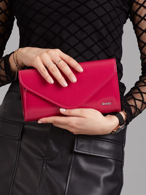 Wholesale Fuchsia lacquered clutch bag