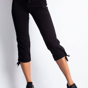 Wholesale Black capri sweatpants with trochet