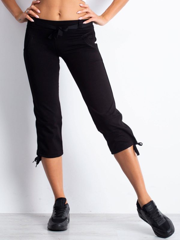 Wholesale Black capri sweatpants with trochet