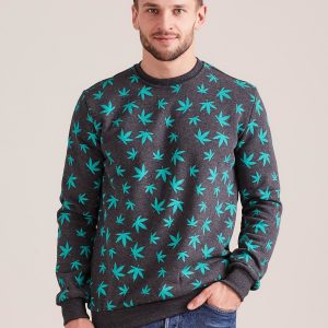 Wholesale Cotton sweatshirt for men with print dark grey