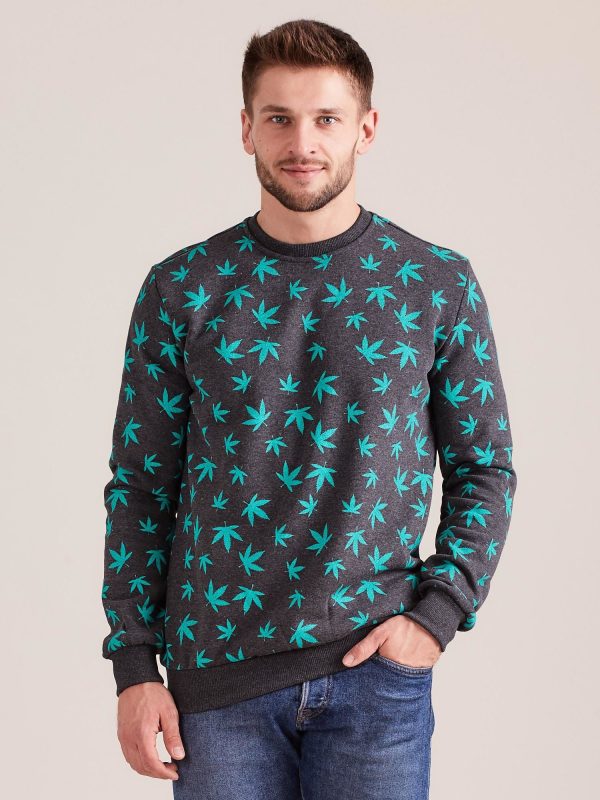 Wholesale Cotton sweatshirt for men with print dark grey