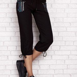 Wholesale Black capri sweatpants with girls prints