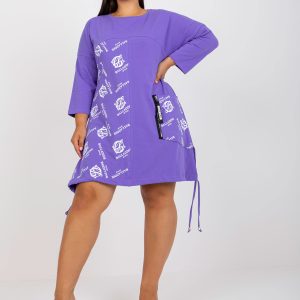 Wholesale Purple casual tunic plus size with inscriptions