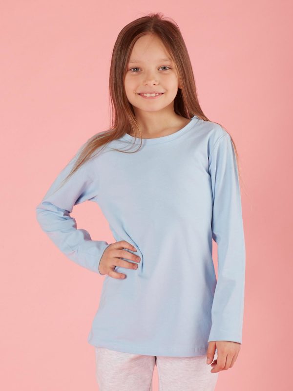 Wholesale Light Blue Basic Girls' Blouse