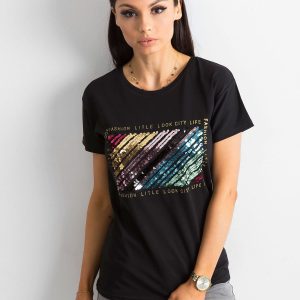 Wholesale Black Sequin T-Shirt