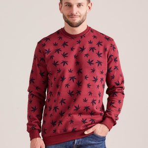 Wholesale Cotton sweatshirt for men with print burgundy