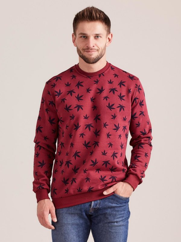 Wholesale Cotton sweatshirt for men with print burgundy