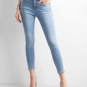 Wholesale Jeans with applique on the legs blue