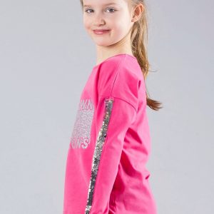 Wholesale Pink girl blouse with glitter and sequins