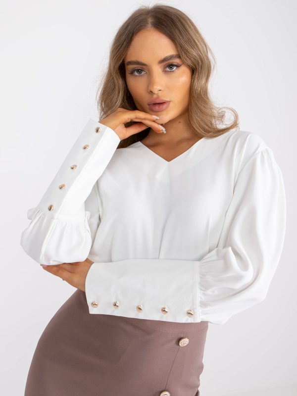 Wholesale Kamila white formal V-neck blouse