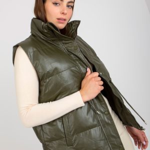 Wholesale Khaki down eco leather vest with welts