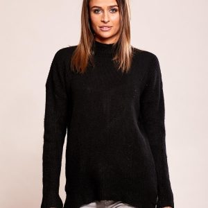 Wholesale Women's black sweater with openwork