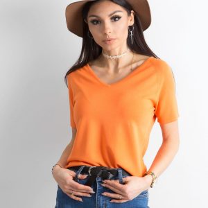 Wholesale Orange blouse with triangular neckline