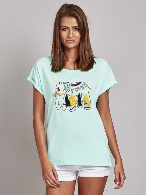 Wholesale Mint t-shirt with elephant