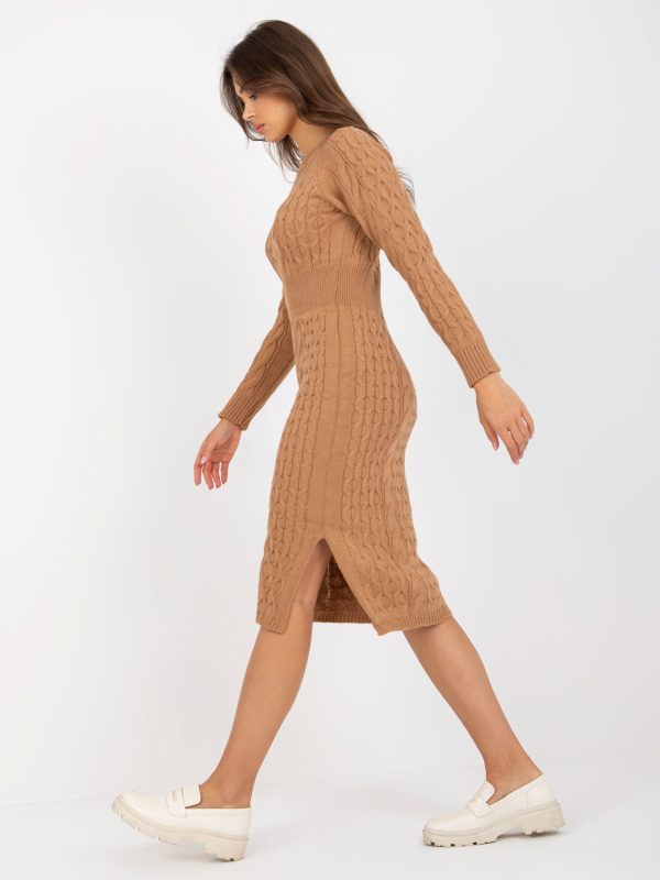 Wholesale Beige midi dress with braids RUE PARIS