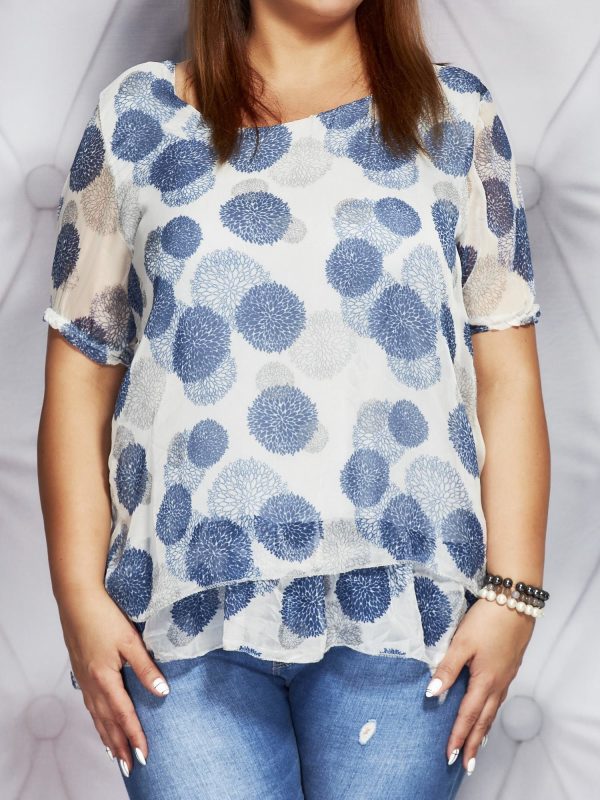 Wholesale Gray mist blouse with colorful patterns PLUS SIZE