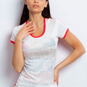 Wholesale T-shirt with pastel print coral