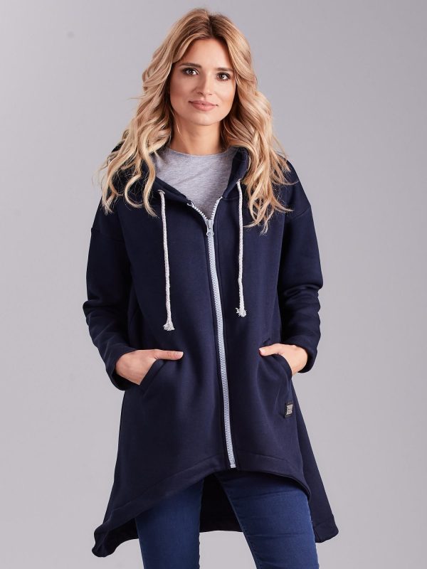 Wholesale Navy Asymmetrical Hoodie