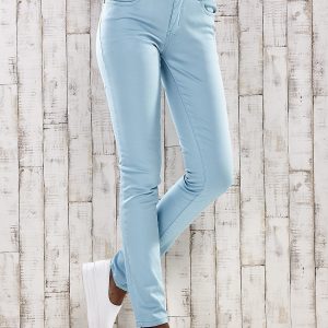 Wholesale Turquoise skinny jeans pants with rhinestones